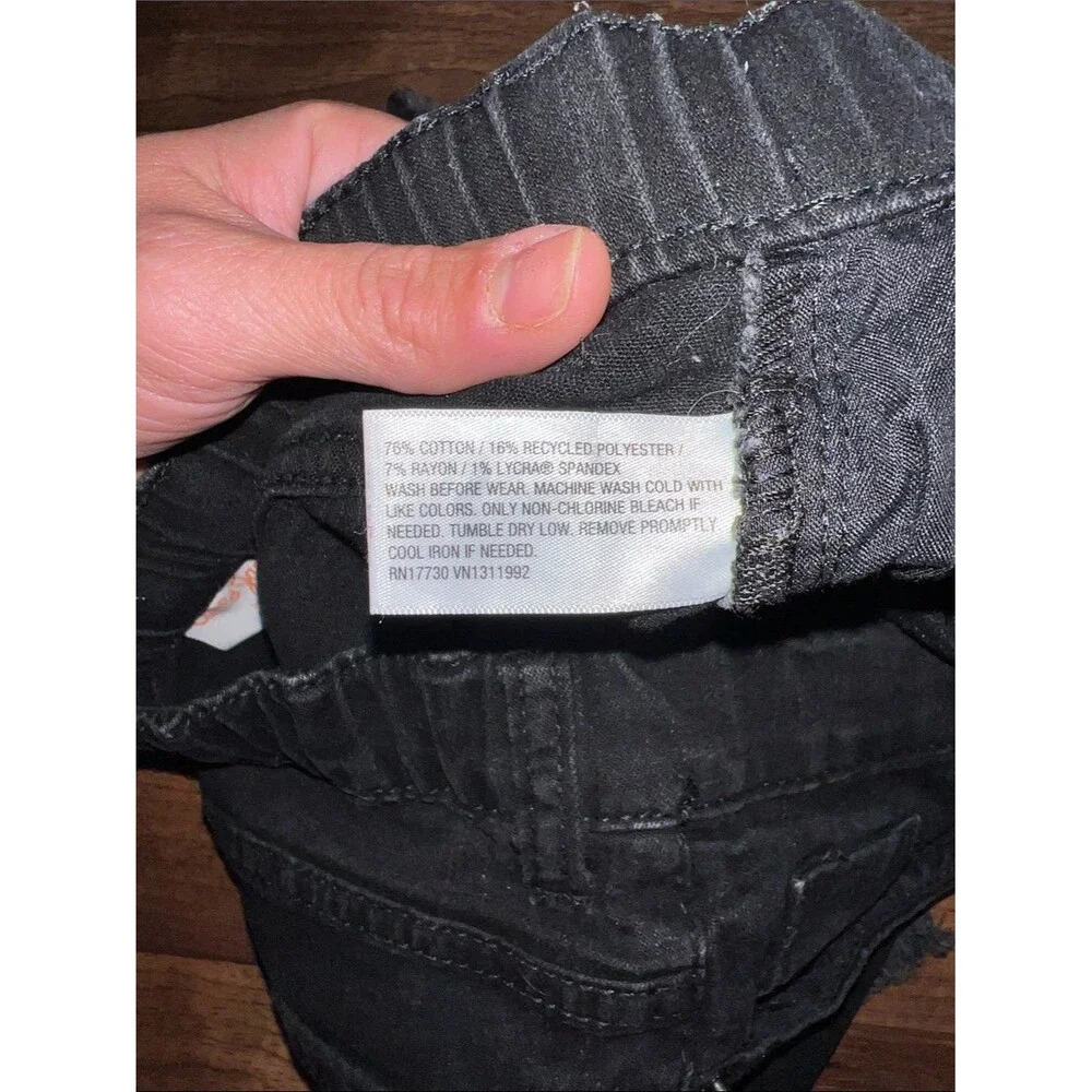Old Navy Black Girls' Two-Piece Shorts Set - Frayed Denim + Elastic Waist